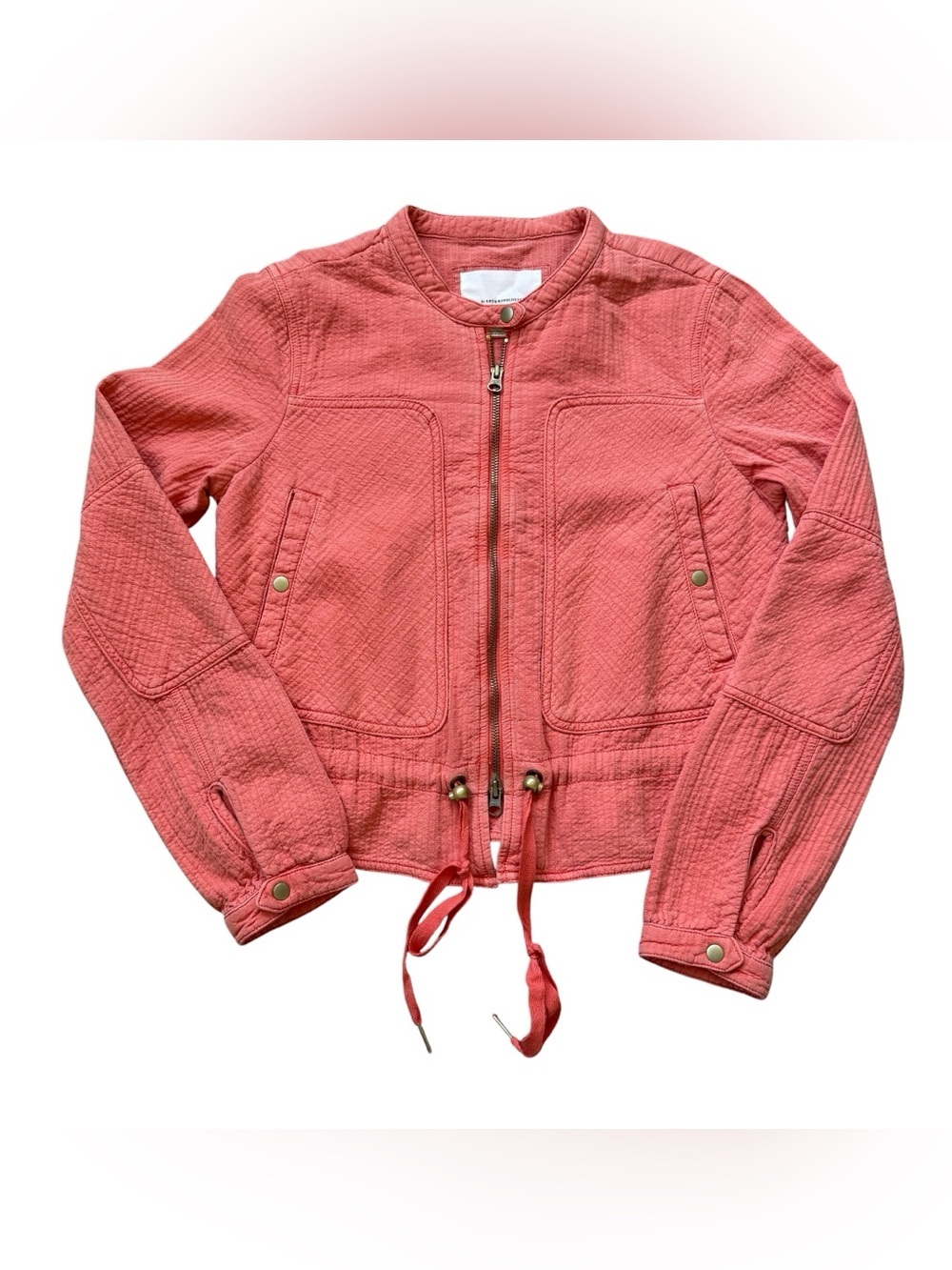 Anthropologie Quilted Utility Jacket Pink Cotton Moto Cargo Jacket Boho Chic S
